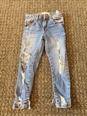 Zara Girls Distressed Skinny Jeans Size 5 Light Wash Denim